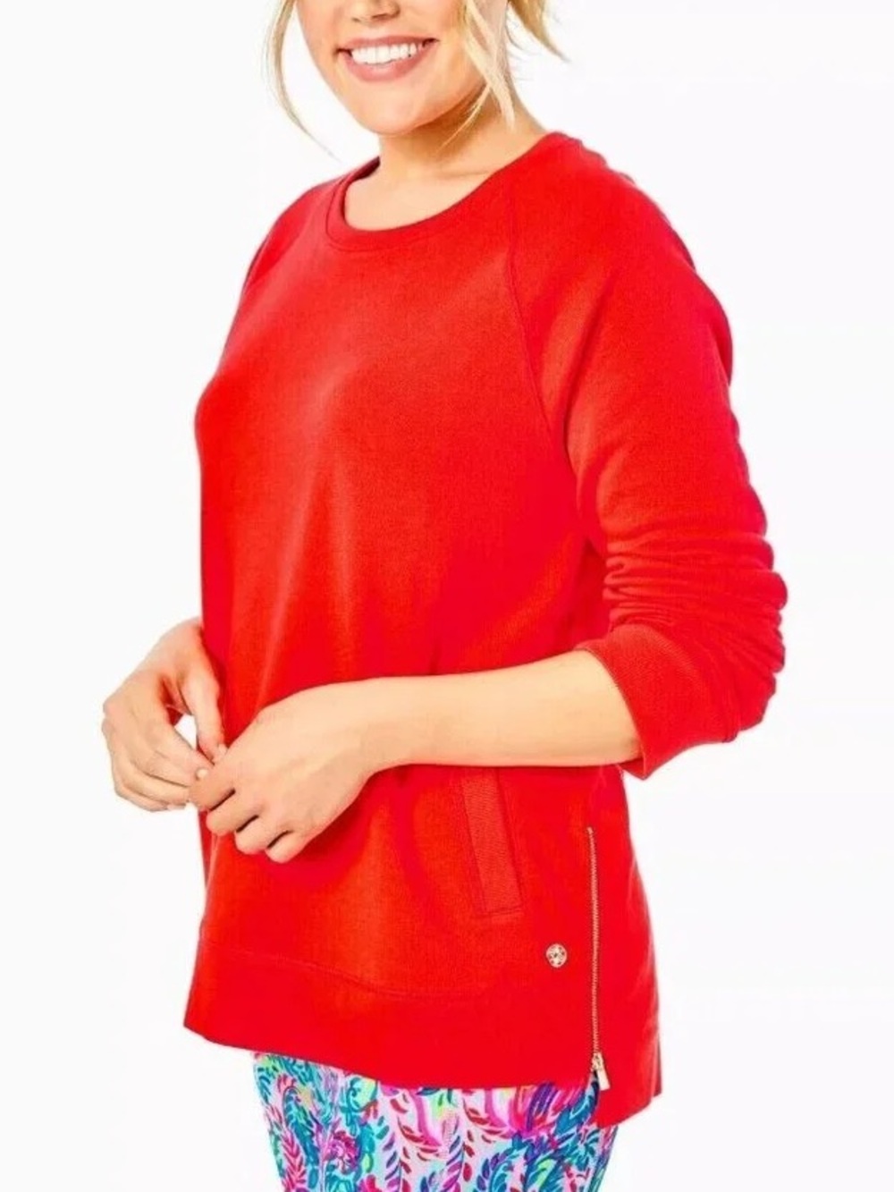 Lilly Pulitzer Luxletic Beachcomber pullover in orangish red, size M
